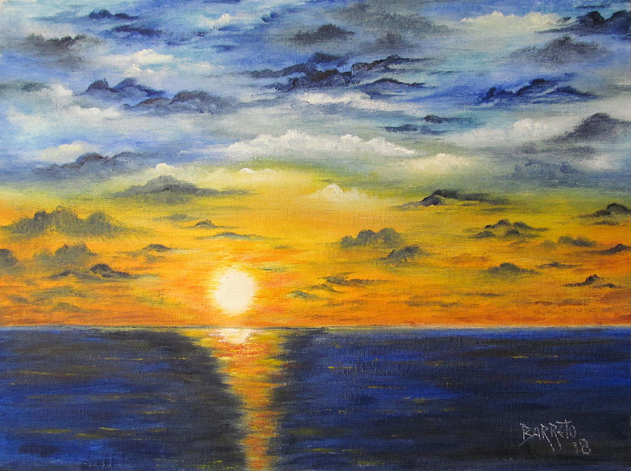 Glowing Sun Painting by Gloria E Barreto-Rodriguez