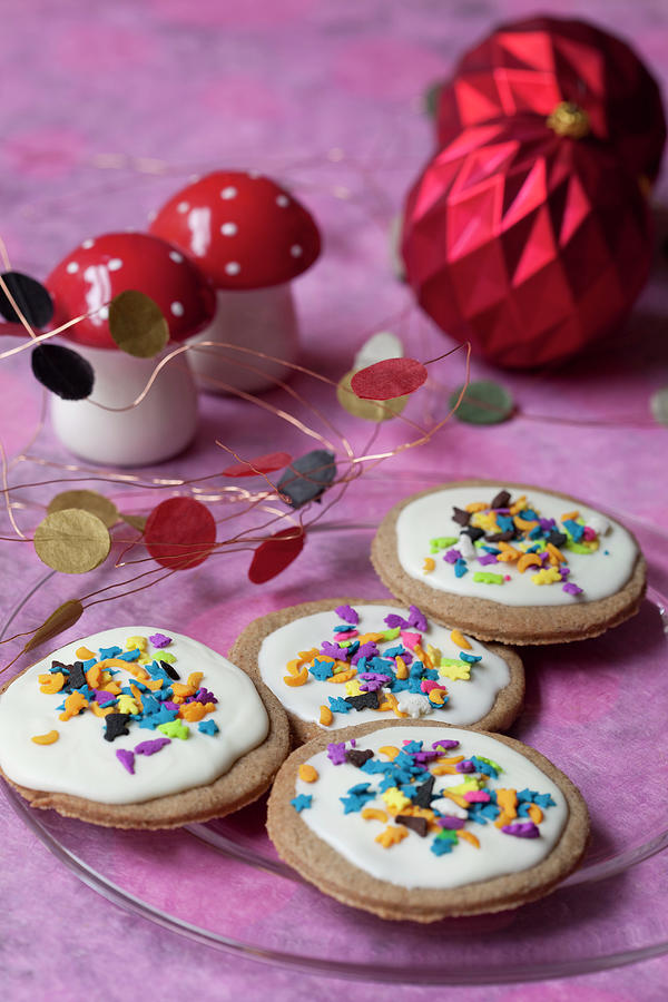 Gluten-free Buckwheat Biscuits With Colorful Sugar Sprinkles Photograph by Hilde Mche