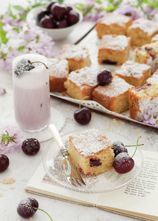 Gluten Free Cherry And Almond Sponge Cake Photograph by Jane Saunders