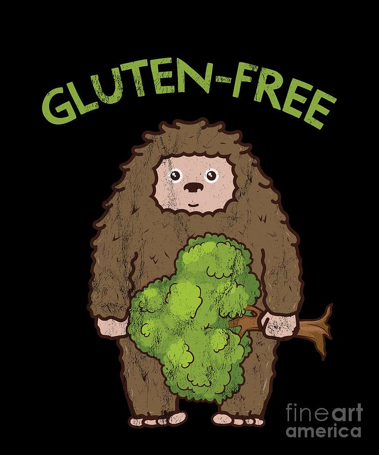Gluten Free Cute Bigfoot Tshirt Cartoon