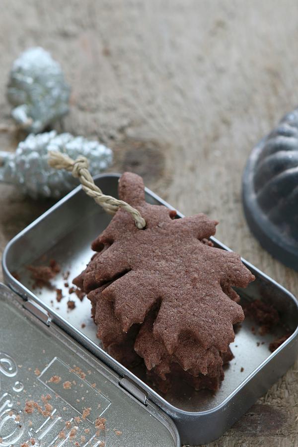 Gluten-free, Leaf-shaped Shortbread Biscuits As Decorations Photograph by Regina Hippel