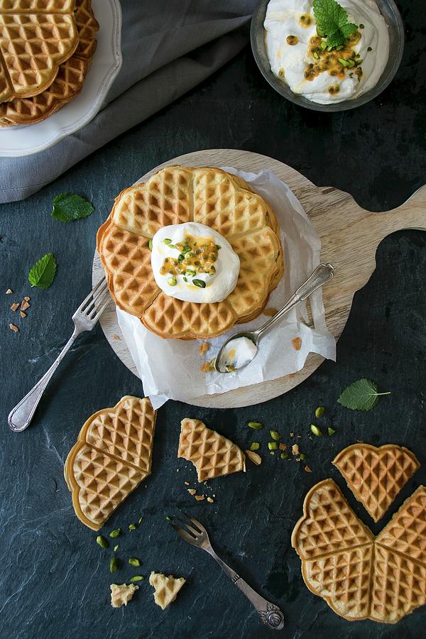 Gluten-free Waffles With Passion Fruit Photograph by Denise Rene Schuster