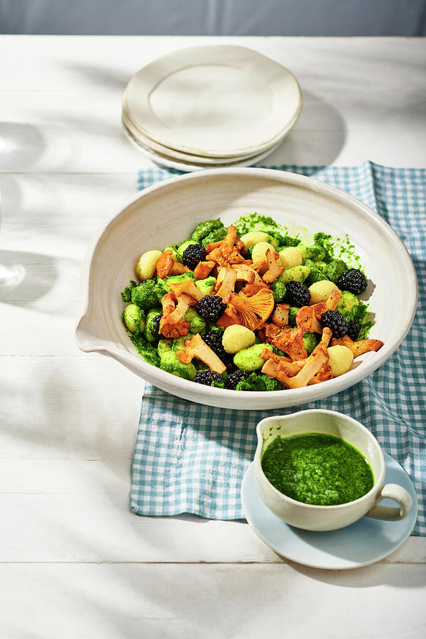 Gnocchi Salad With Blackberries, Chanterelles And Parsley Pesto Photograph by Stockfood Studios / Andrea Thode Photography