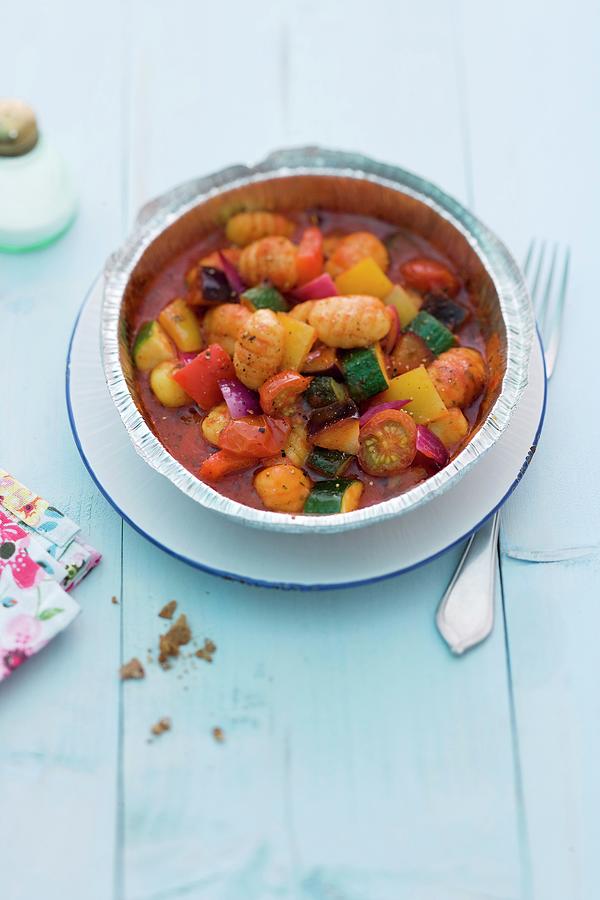 Gnocchi With Mediterranean Vegetables In An Aluminium Dish Photograph by Michael Wissing