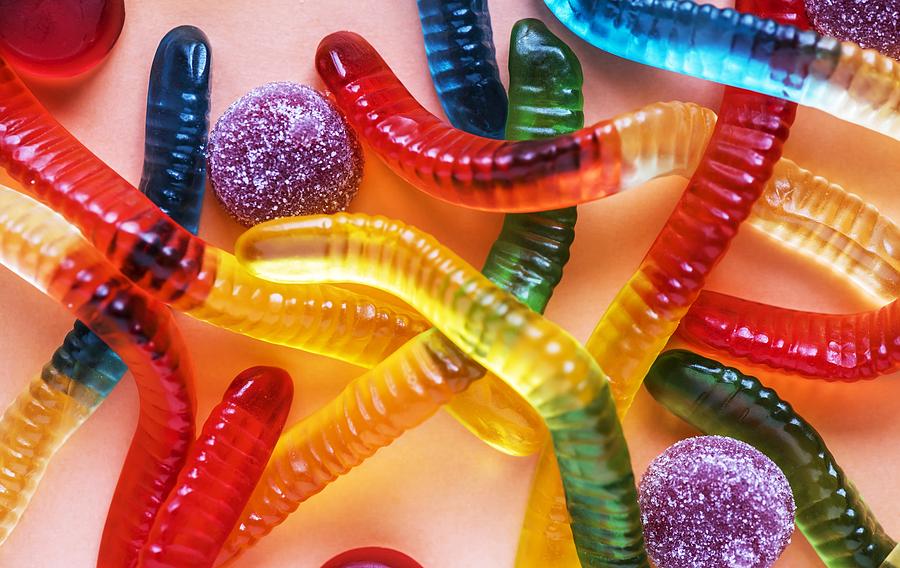 Candy Photograph - Go and Eat Worms - Gummy Worms Candy by Marianna Mills