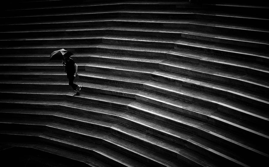 Black And White Photograph - Go Down by Reiko Kiri Black And White Photograph - Go Down by Reiko Kiri