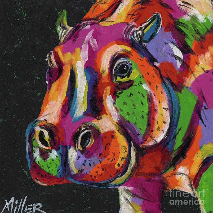 Go Go Hippo Painting by Tracy Miller
