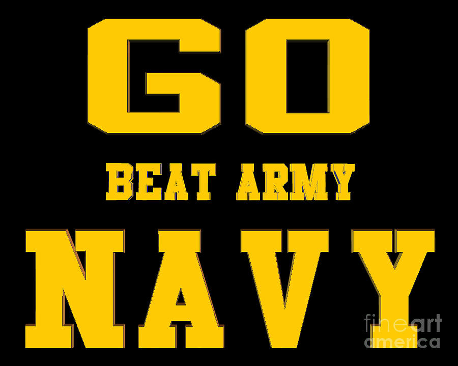 Go Navy, Beat Army in Gold Digital Art by Nikki Sandler - Pixels