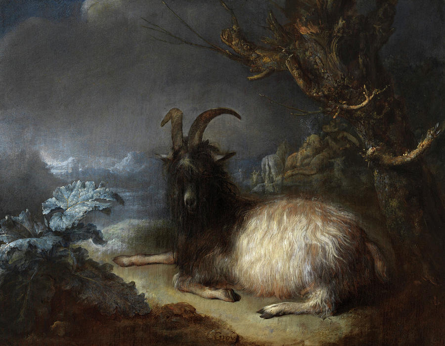 Goat Painting - Goat in a Landscape by Gerrit Dou