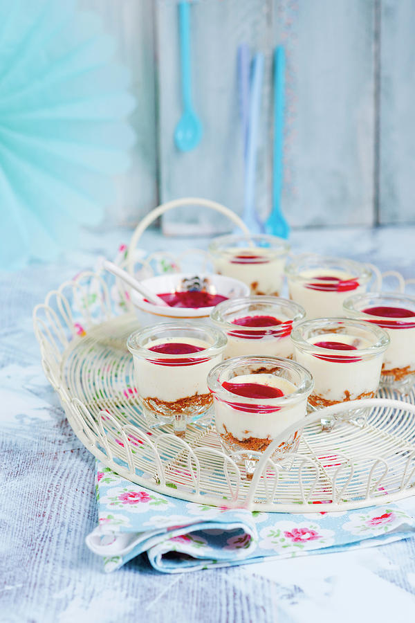 Goats Cheese Cakes With Berries And Amarettini Photograph by Tre Torri