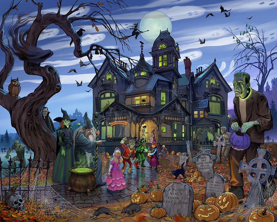 Halloween Mixed Media Painting