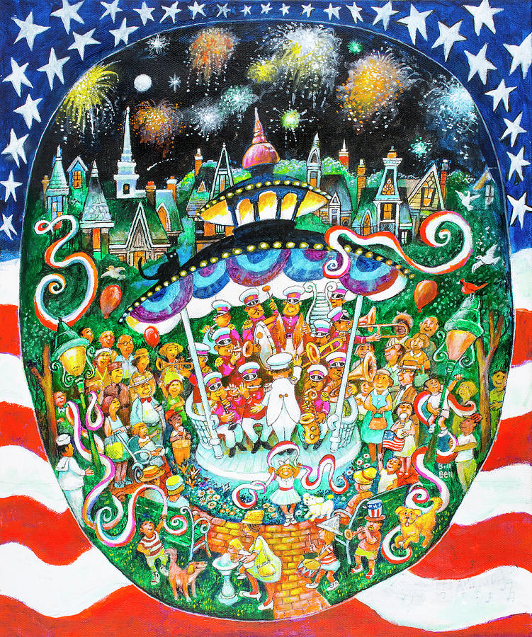 Holiday Painting - God Bless America by Bill Bell