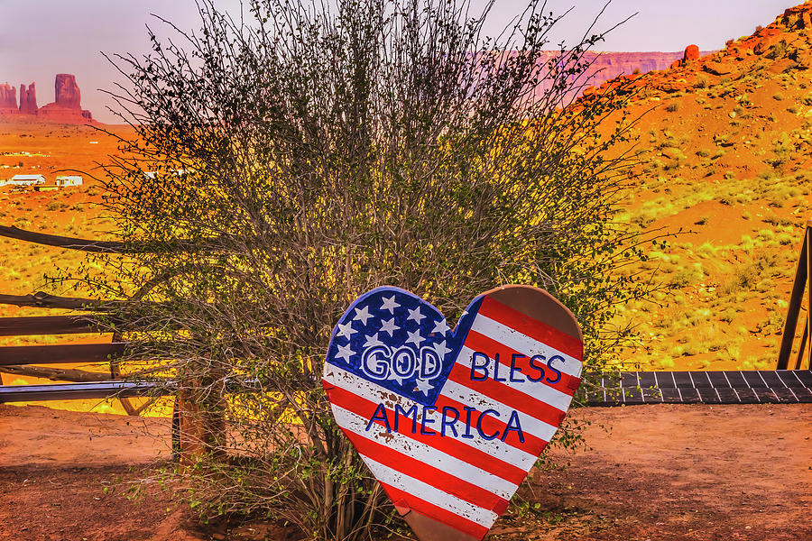 Desert Photograph - God Bless America Sign, Monument by William Perry