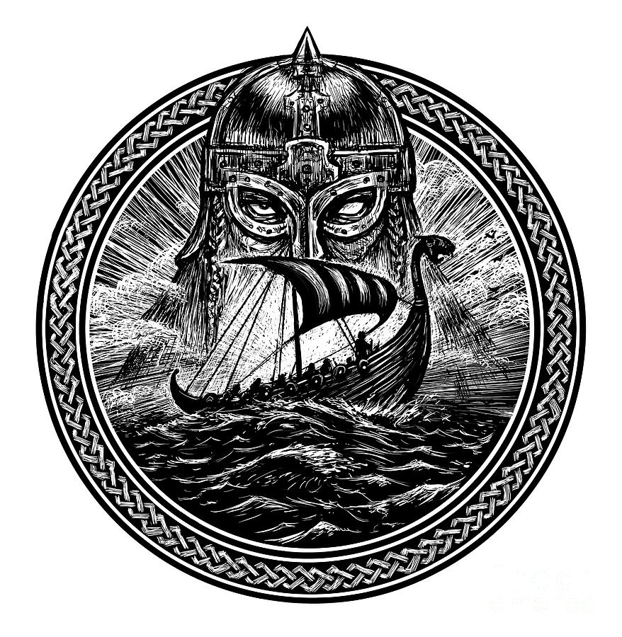 Symbol Digital Art - God Odin Storm Sea And Drakkar by Barandash Karandashich Symbol Digital Art - God Odin Storm Sea And Drakkar by Barandash Karandashich