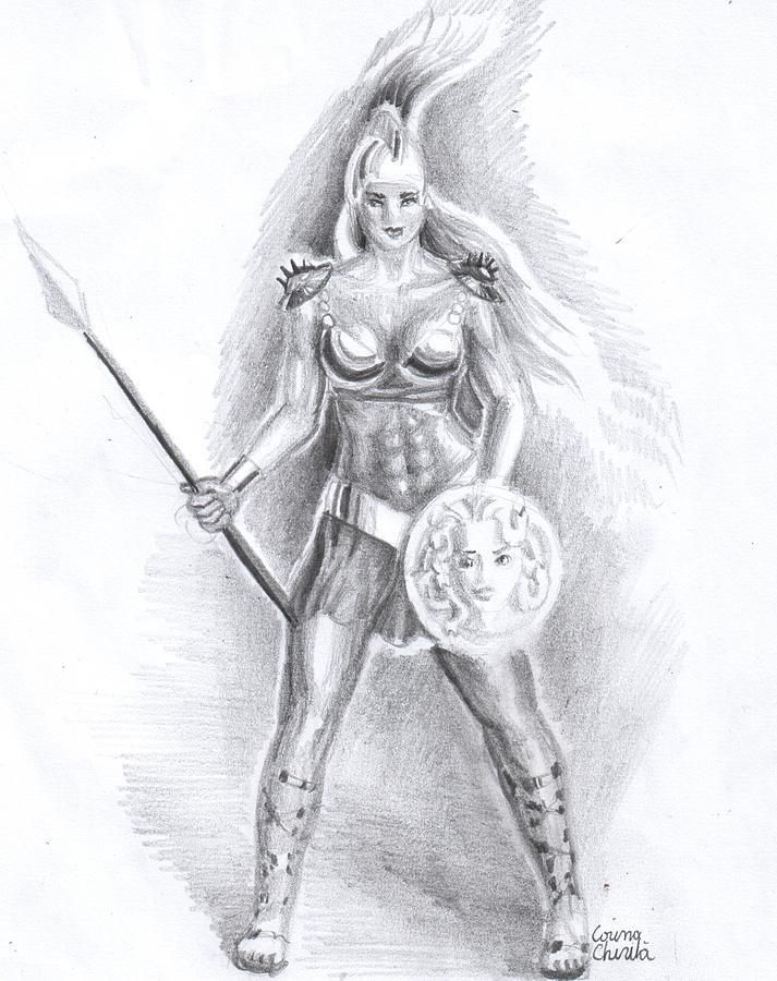 Goddess Athena Drawing by Chirila Corina.