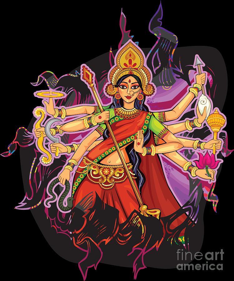 Goddess Durga Hinduism Gift Hindu Festival Gods and Deities Digital Art ...