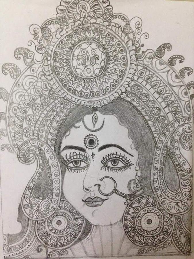 Goddess Durgadevi Drawing by Shreya Sham Fine Art America