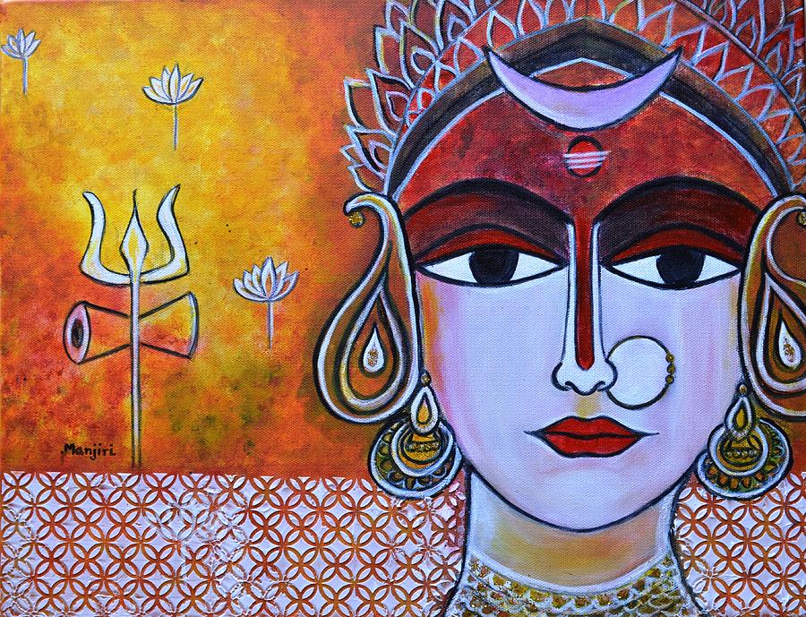 Goddess Parvati hindu god  Painting by Manjiri Kanvinde