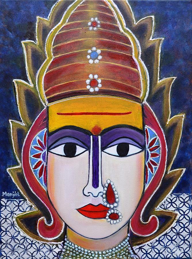 Goddess Shantadurga Textured painting on canvas Painting by Manjiri Kanvinde