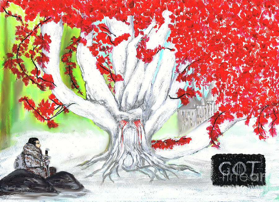 GOT Weirwood Tree Painting Game Of Thrones Inspired Weirwood Tree   Godswood In Winterfell Leah Fretwell 