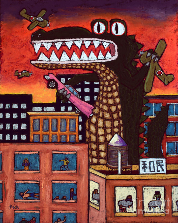 Fantasy Painting - Godzilla by David Hinds