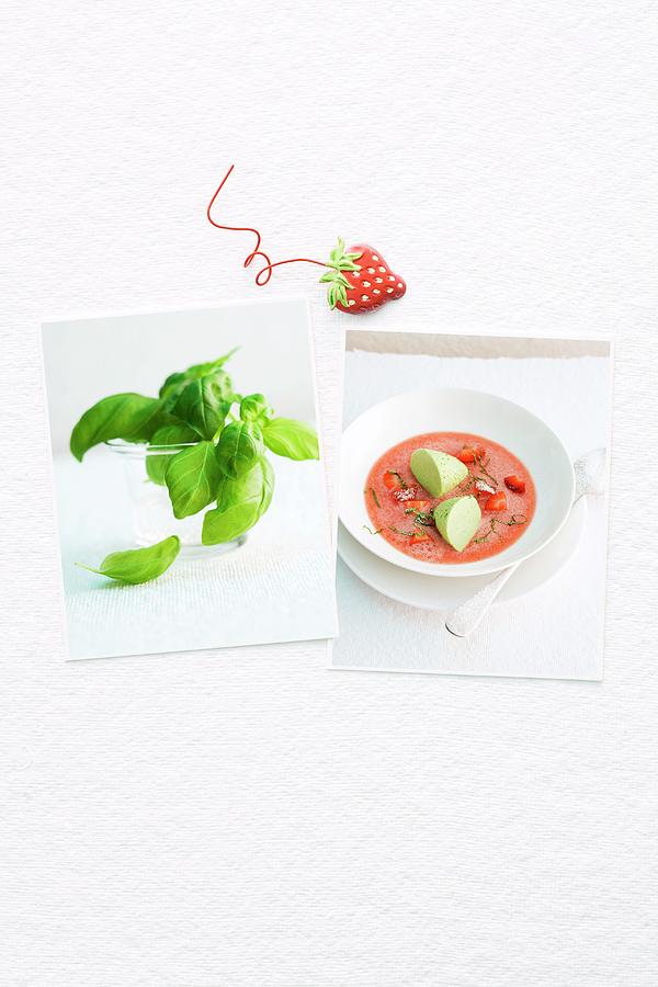 Goes Well Together: Strawberries And Basil Photograph by Michael Wissing