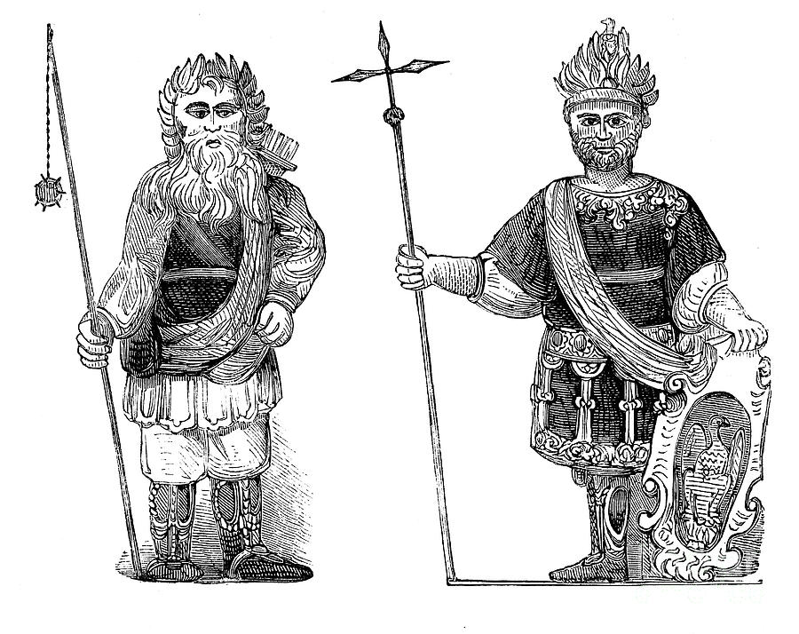Gog And Magog, Guildhall, London, C1902 Drawing by Print Collector