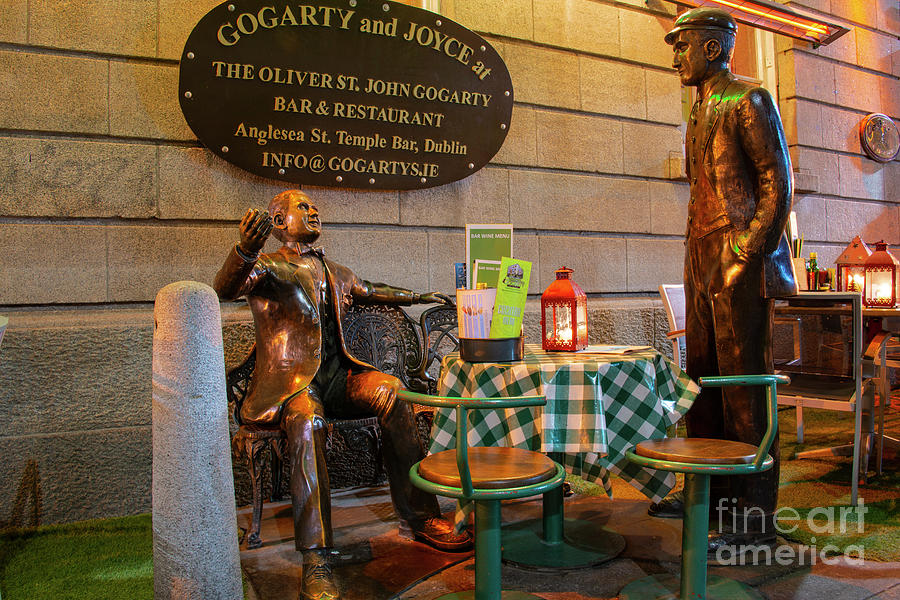 City Photograph - Gogarty and Joyce Statues Two by Bob Phillips