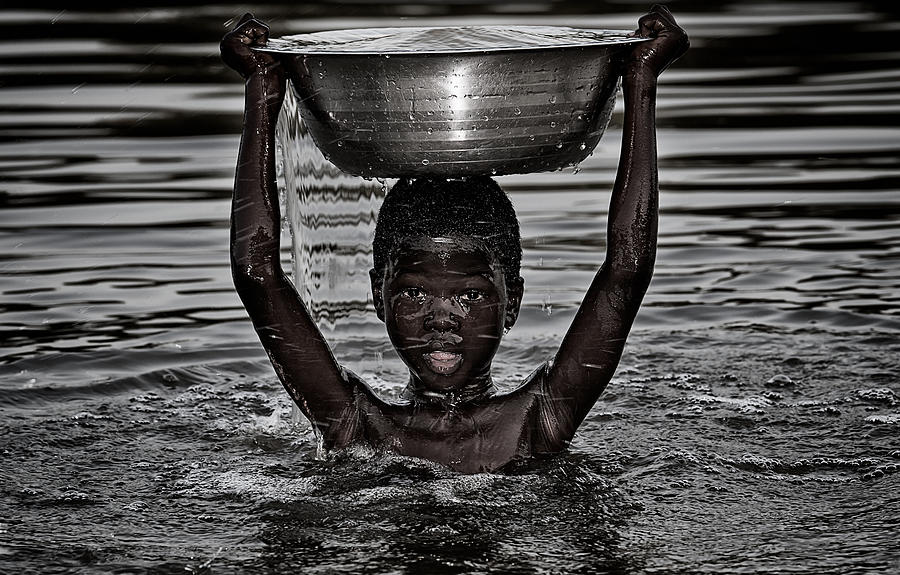 Bowl Photograph - Going For Water-iii - Benin by Joxe Inazio Kuesta Garmendia