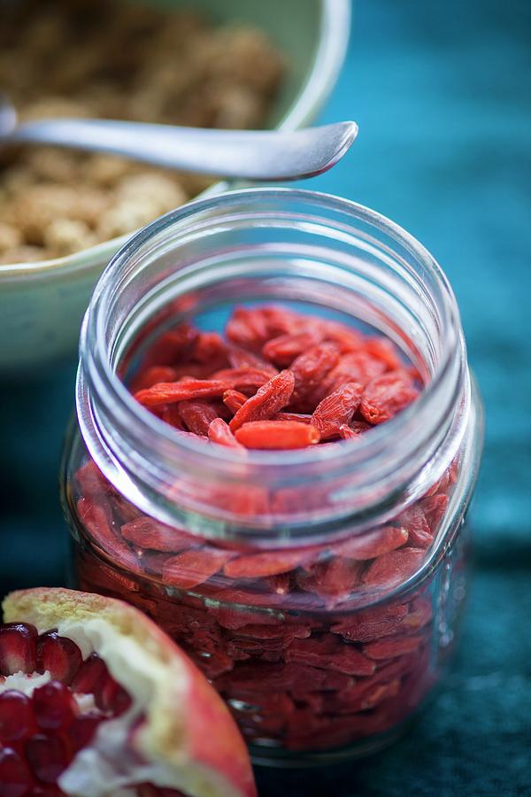 Goji Berries In A Storage Jar For Superfood Recipes Photograph by Eising Studio