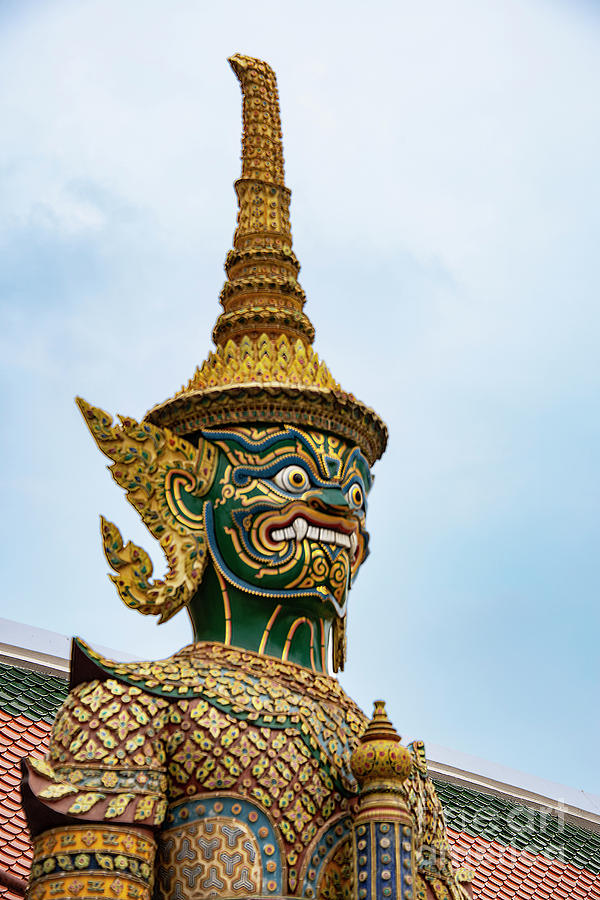 Architecture Photograph - Gold and Green Temple Guardian by Bob Phillips