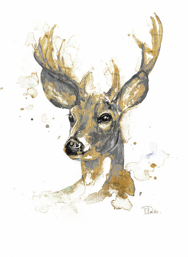 Deer Painting - Gold Antlers I by Patricia Pinto