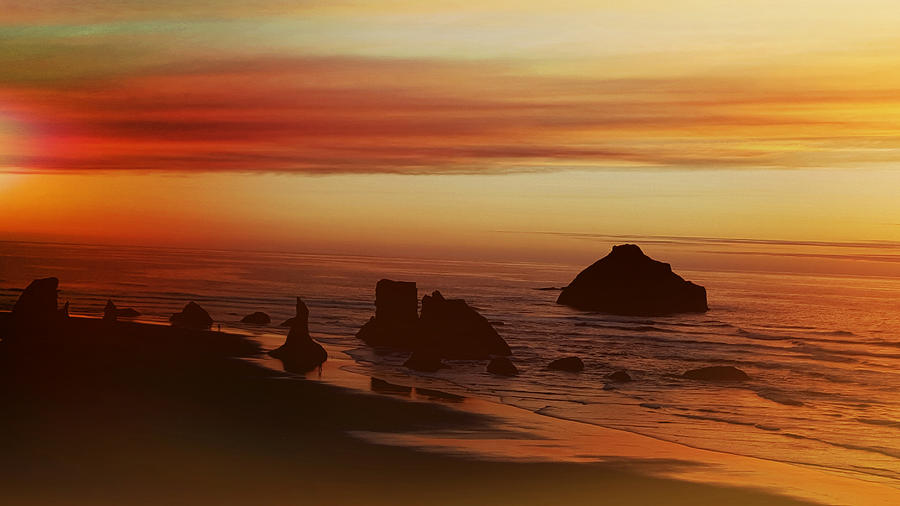 Gold Beach Sunset Photograph by Bonnie Bruno