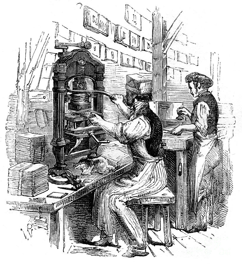 Gold-blocking Press, 1886 Drawing by Print Collector