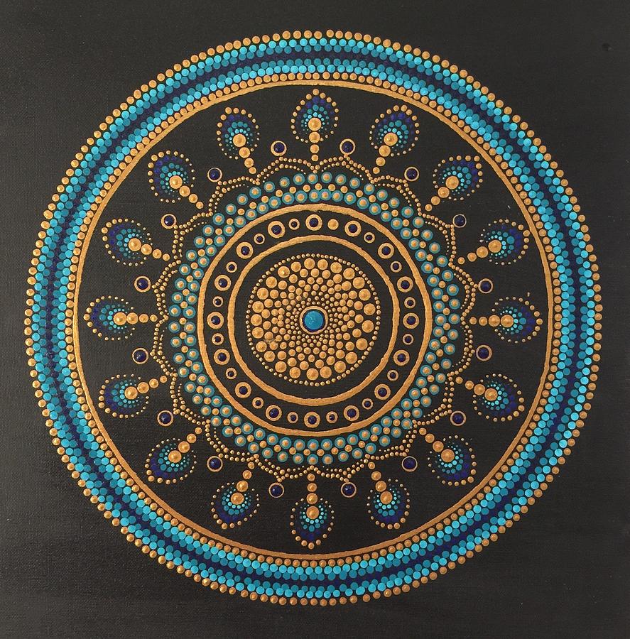 Gold Blue Mandala Painting by Jane Donovan - Fine Art America