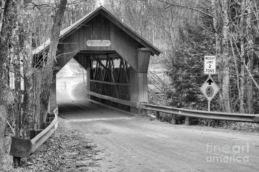 Gold Brook Covered Bridge Black And White Photograph by Adam Jewell