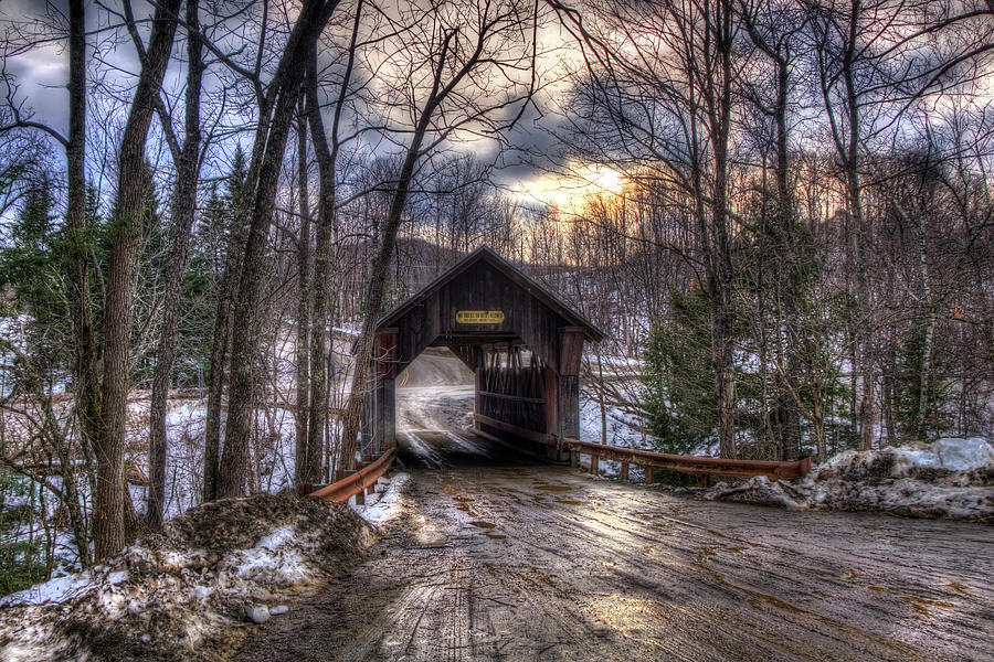 Gold Brook Covered Bridge - Stowe Vermont Photograph by Joann Vitali