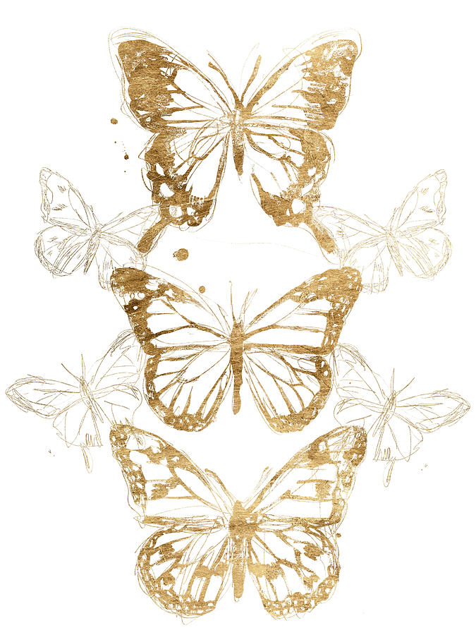 Gold Butterfly Contours I Painting by June Erica Vess - Pixels