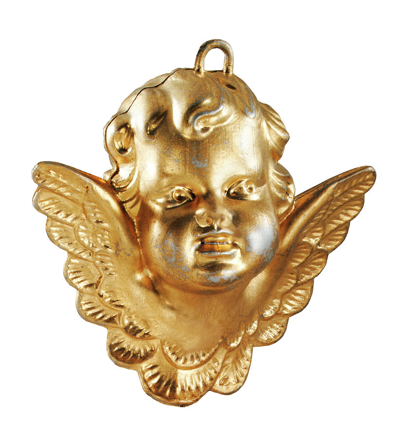 Vintage Drawing - Gold Cherub by CSA Images