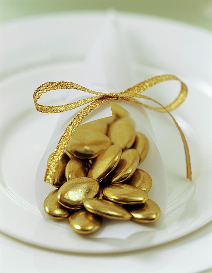 Gold Chocolate Drages christmas Table Decoration Photograph by Eising Studio - Food Photo & Video