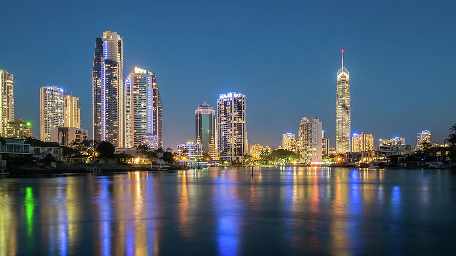 Gold Coast City At Night Photograph by Catherine Reading