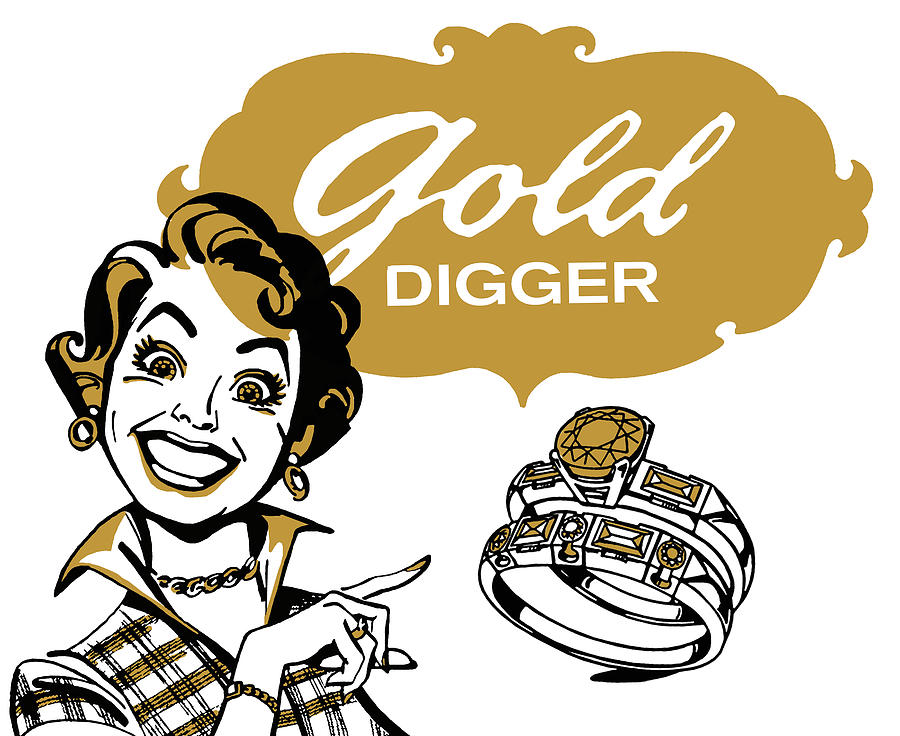 Typography Drawing - Gold Digger Woman by CSA Images