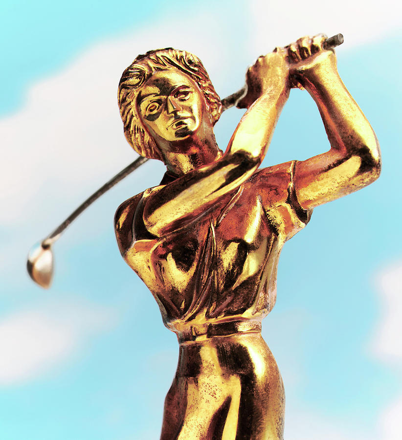 Golf Drawing - Gold Female Golfer by CSA Images