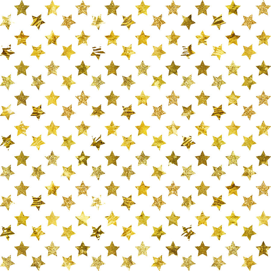 Gold Glitter Foil Stars Digital Art by Printable Pretty