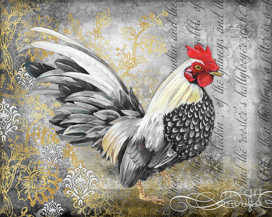 Gold Lace Rooster A Painting by Jean Plout