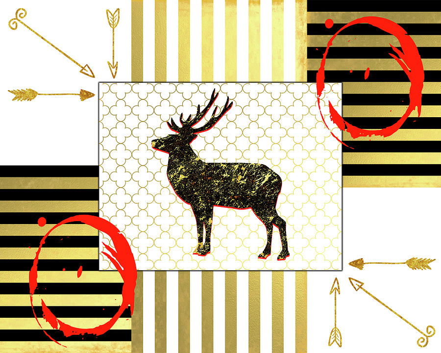 Deer Mixed Media - Gold Love Stag by Lightboxjournal