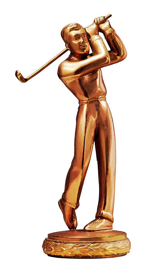 Golf Drawing - Gold Man Golfing by CSA Images