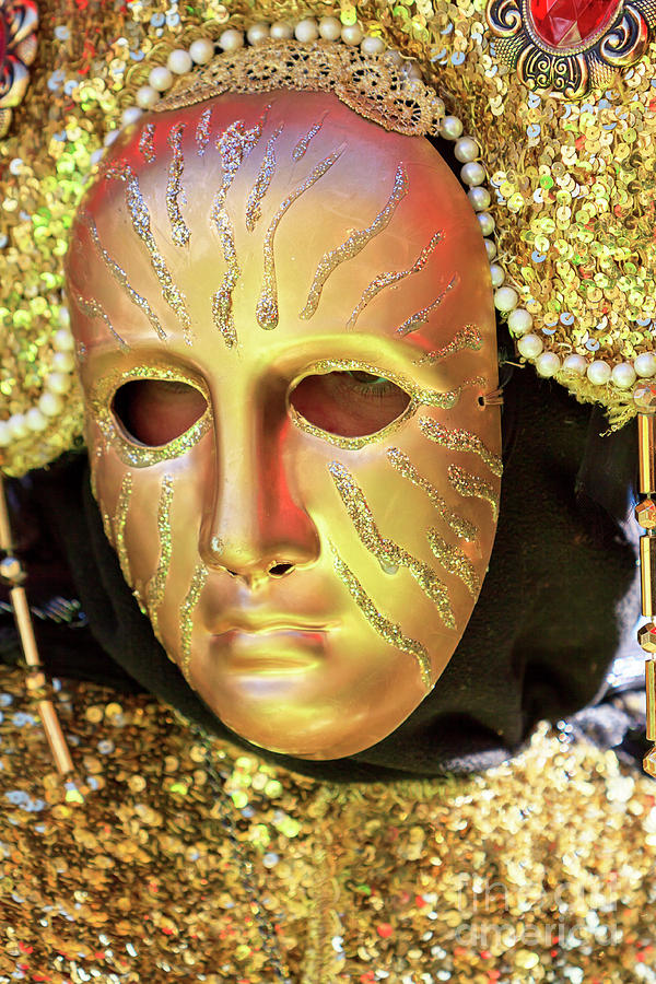 Gold Mask at Carnevale di Venezia Photograph by John Rizzuto