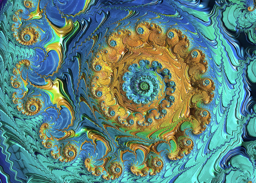 Golden whirlpool Digital Art by Gaye Bentham