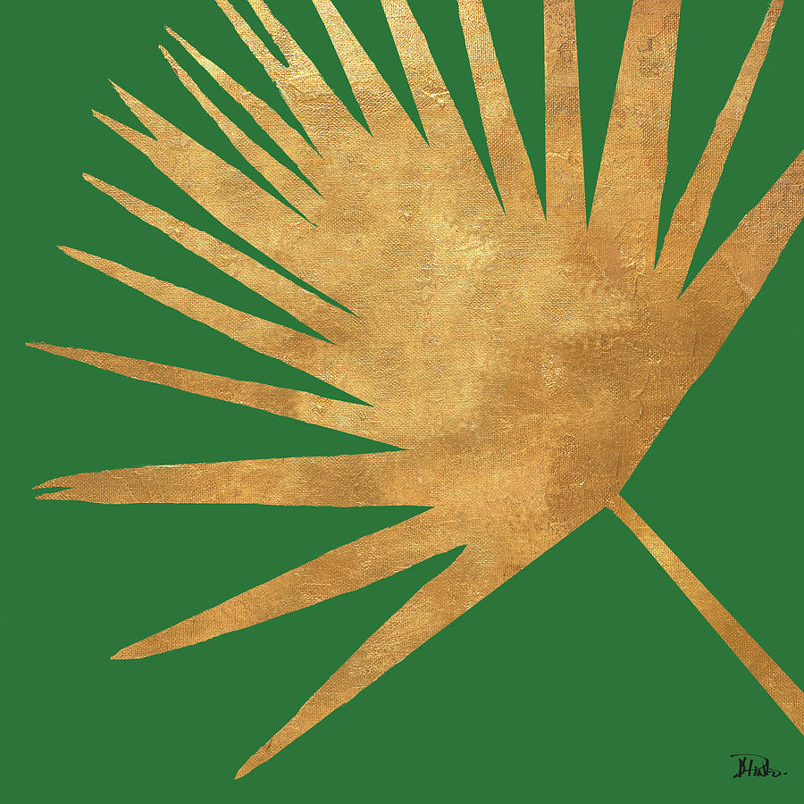 Gold Painting - Gold Organic On Green by Patricia Pinto